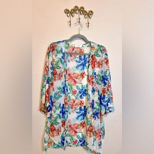 Peach Love California Multicolor Floral Kimono Size 2X based on measurements
